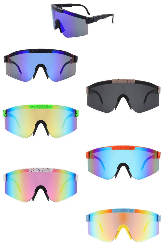 Mirrored Rectangle Sports Reflective Sunglasses