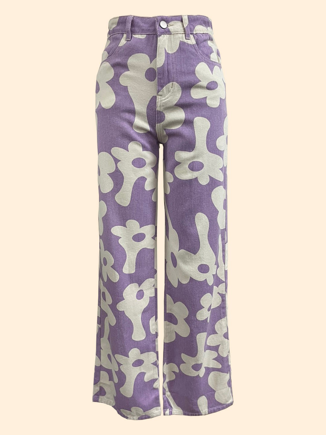 Wavy Flower Jeans Lavender