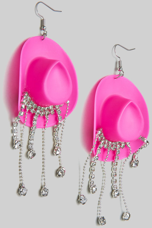 Rhinestone Disco Earrings Pink