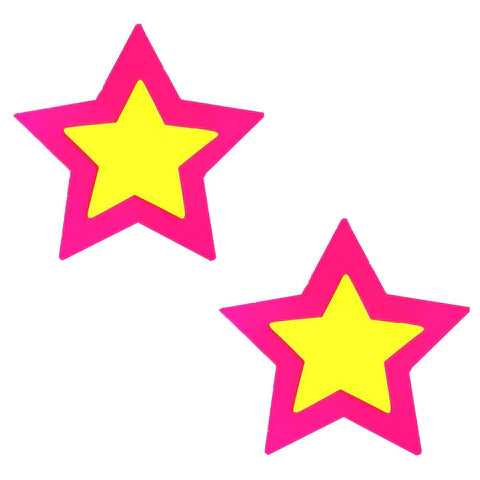 Neon pnk/yellow star pasties