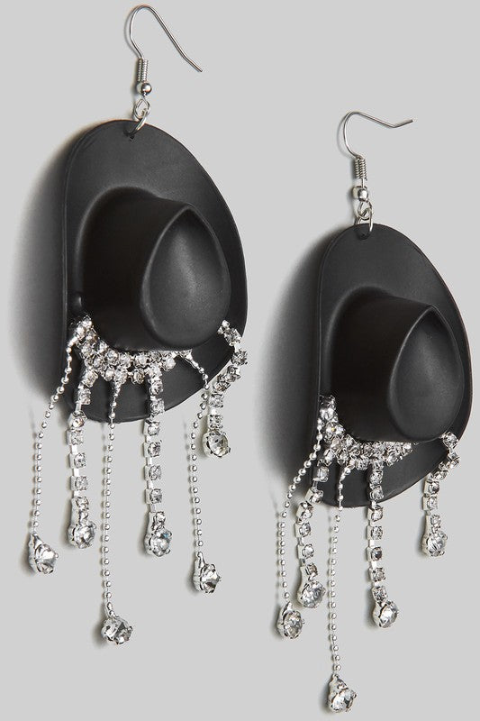 Rhinestone Disco Earrings Black