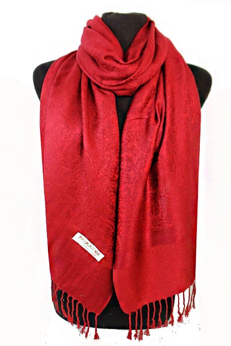 Silky Solid Pashmina Deep Red