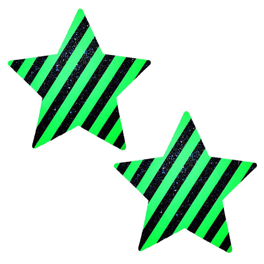 Green & Blue Glitter Stripe Star