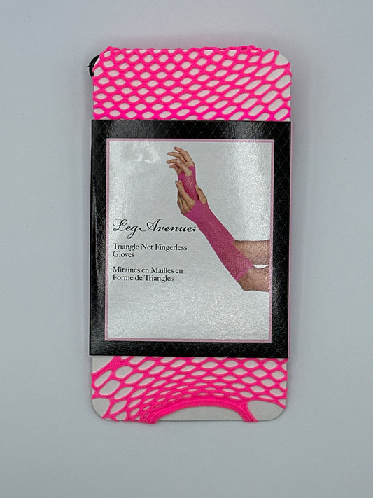 Fishnet Gloves Neon Pink Fingerless Triangle Net