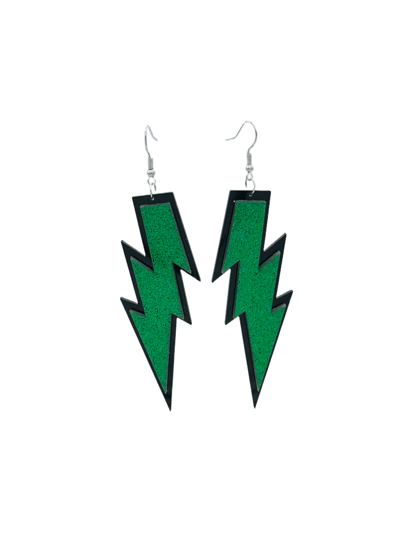 Glitter Bolt Earrings Green