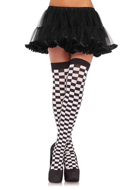 Pattern Thigh Highs Checkerboard