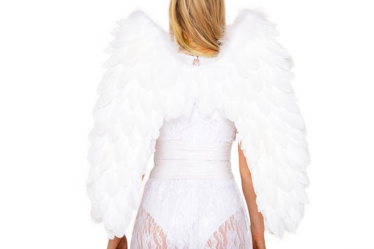 5081 - Delux Feathered Wings White One Size