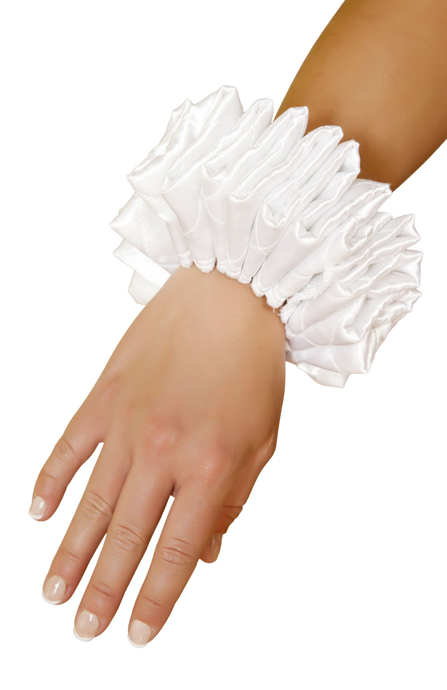 4372 - Ruffled wrist cuffs White One Size