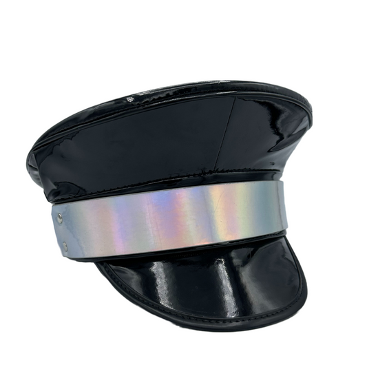 Captain Hat Black w/ Stripe  Holo