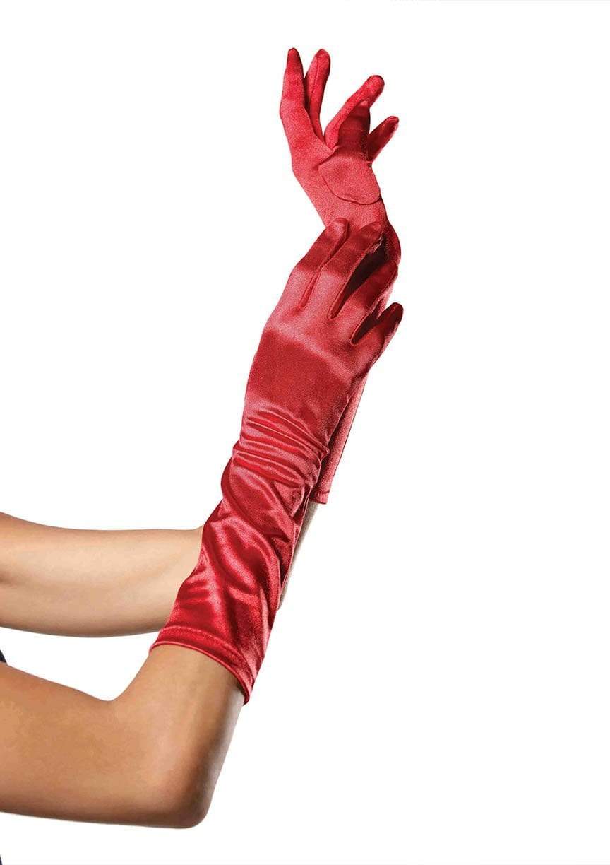 8B Elbow Length Satin Glove Red O/S