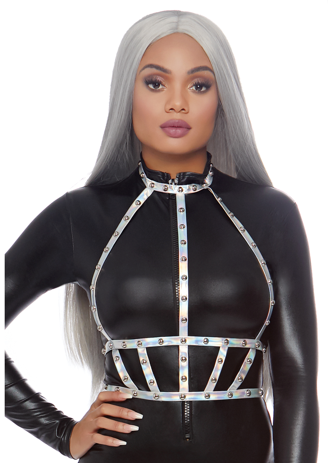 Body Harness Iridescent Studded Vinyl