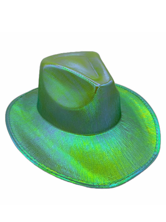 Holographic Cowboy Hat Green